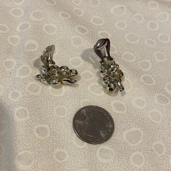 VTG MARBOUX Pearl Rhinestone Formal EARRINGS - Picture 6 of 7
